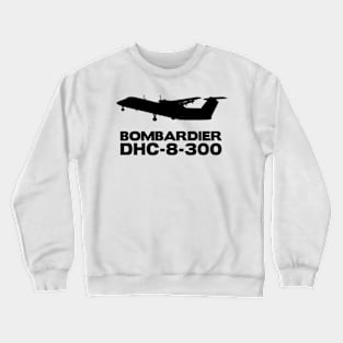 Bombardier Dash 8-300 Silhouette Print (Black) Crewneck Sweatshirt